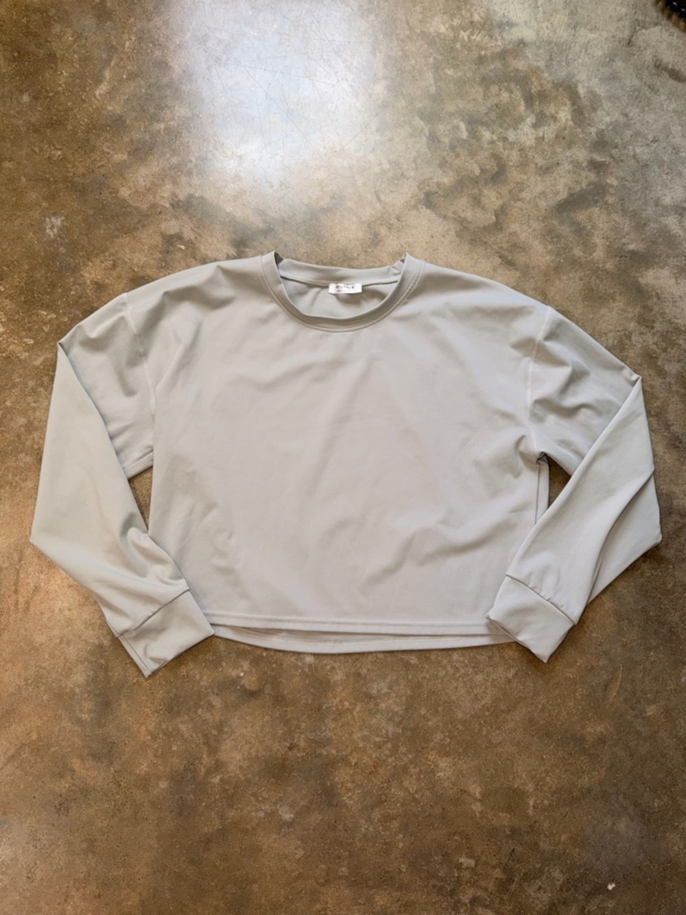 Pinspark Gray Cropped Active Pullover Top NWOT Size L